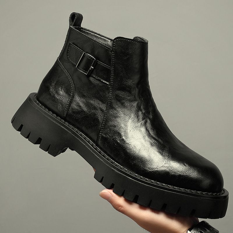 Martin Boots Tooling Koreanische Version Herren Chelsea Boots Herren rutschfeste Windleder Herren Mid-Top Lederschuhe_voghion.com