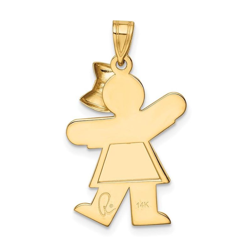 14k Solid Engravable Girl With Bow On Right Charm_voghion.com