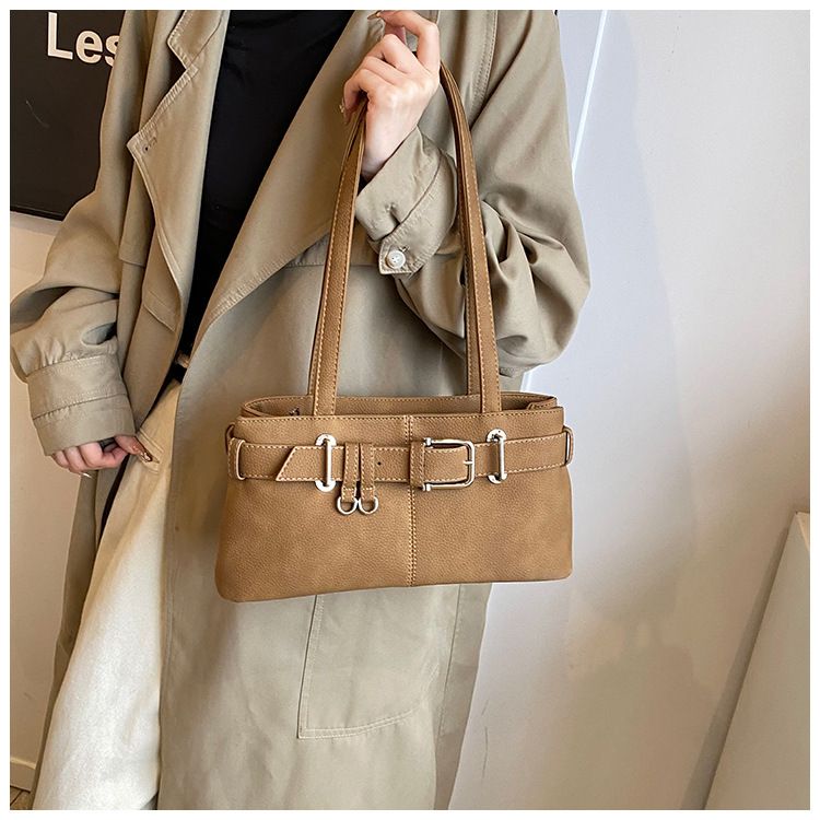 Tote Strukturierte Lässige Vielseitige Gürtelschnalle Schulter Nischendesign Pendlertasche_voghion.com