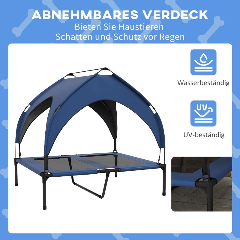 Hundebett mit Dach, atmungsaktiv, wasserabweisend bis 30 kg, 91 x 89 cm, Dunkelblau_voghion.com