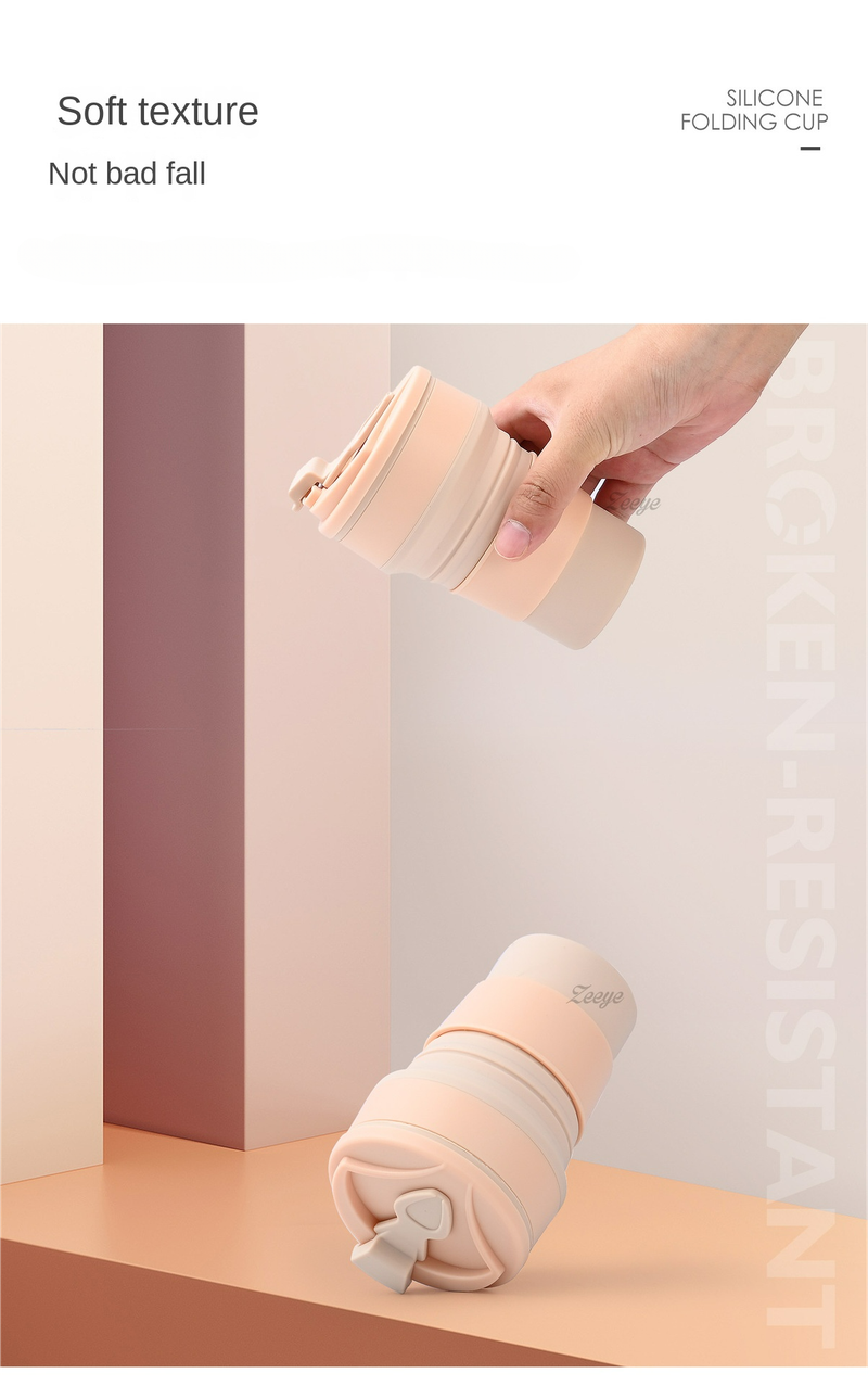 350 ml Silikon-Wasserbecher, tragbar, faltbar, teleskopisch, komprimierbar, für Reisen im Freien, hochtemperaturbeständig, faltbarer Wasserbecher, Wasserkocher_voghion.com