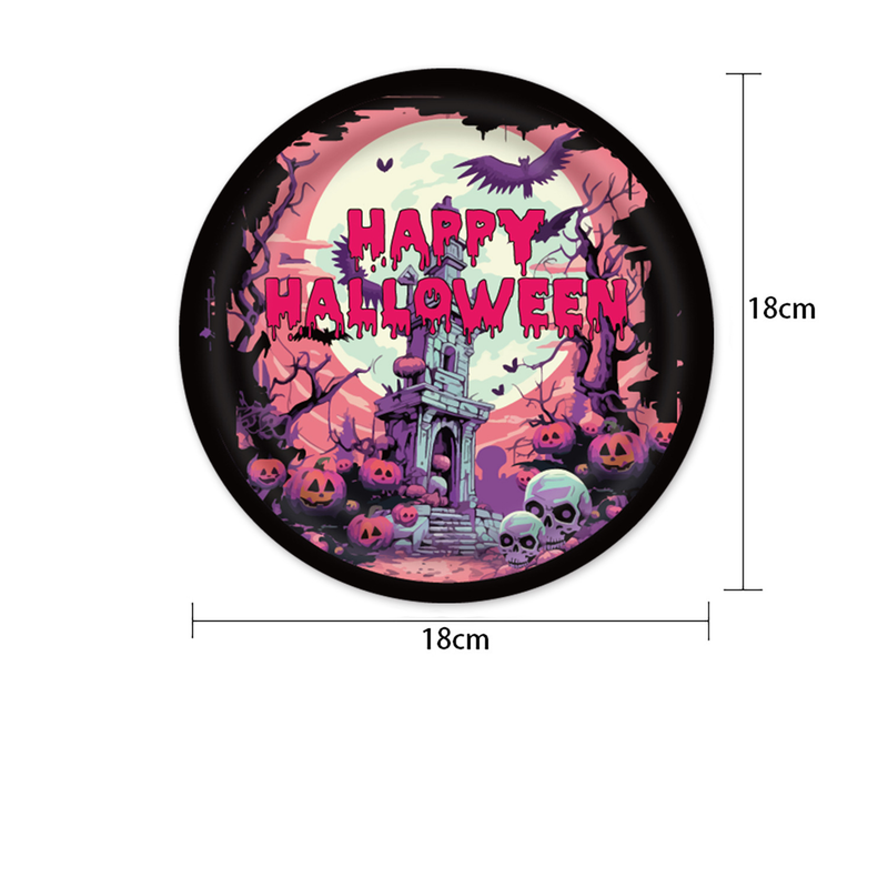 Hus og have 2024 Nyt Halloween-festservicesæt Ghost Festival Pink Halloween-serie Middagstallerken Papirtallerken Papirkop Papirhåndklæde_voghion.com