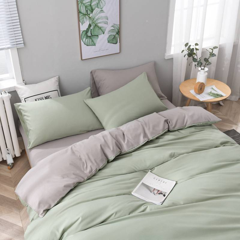 Three Piece Fitted Sheet Set Solid Color Bedding Candy Long Pillowcase_voghion.com