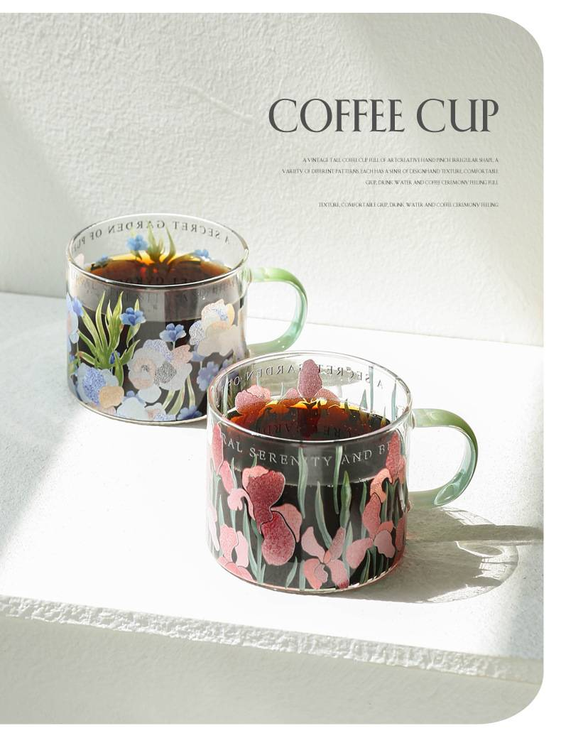 Heat-resistant And Cold-resistant High Borosilicate Printed Glacier Glass Ins Explosion-proof Summer Cold Drink Water Cup Coffee Cup_voghion.com