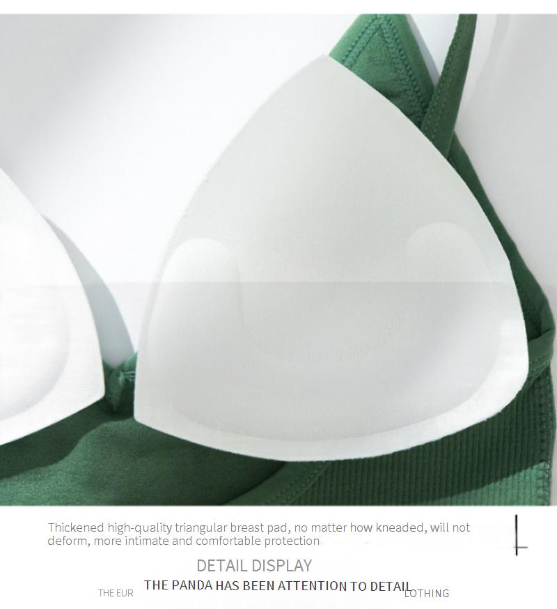 Women's Intimates Threaded Big U Beautiful Back Sling Seamless Chest Wrap Sports Vest Steel Ring Anti Exposure Underwear Triangle Cup Bra_voghion.com