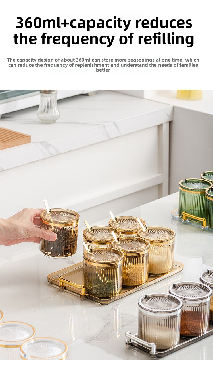 5-in-1-Gewürz-Organizer-Set – stapelbare Gewürzbehälter für die Küche mit Löffel (luftdichte Deckel, transparentes Design, platzsparend)_voghion.com