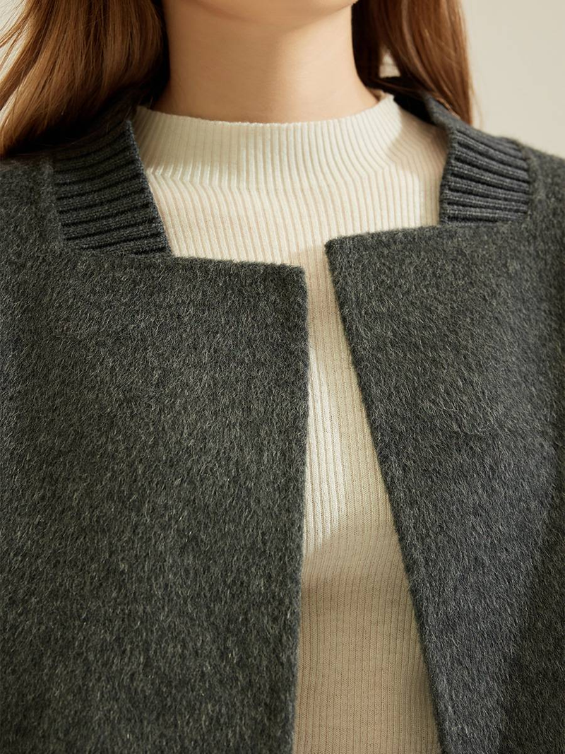 Manteau d'hiver et d'automne X0047, veste petite taille en fourrure d'alpaga, col tricoté, laine double face, coton lainé, manteau femme de qualité_voghion.com
