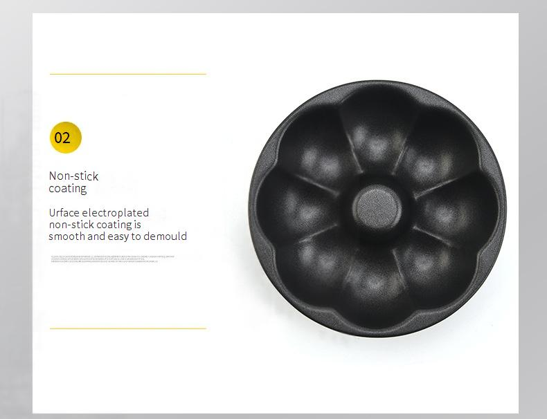 5-Piece Unique Shape Cake Pan Set - Modern Matte Black Electroplated Stainless Steel Baking Molds (Pumpkin/Flower/Round/Heart/Square Designs)_voghion.com