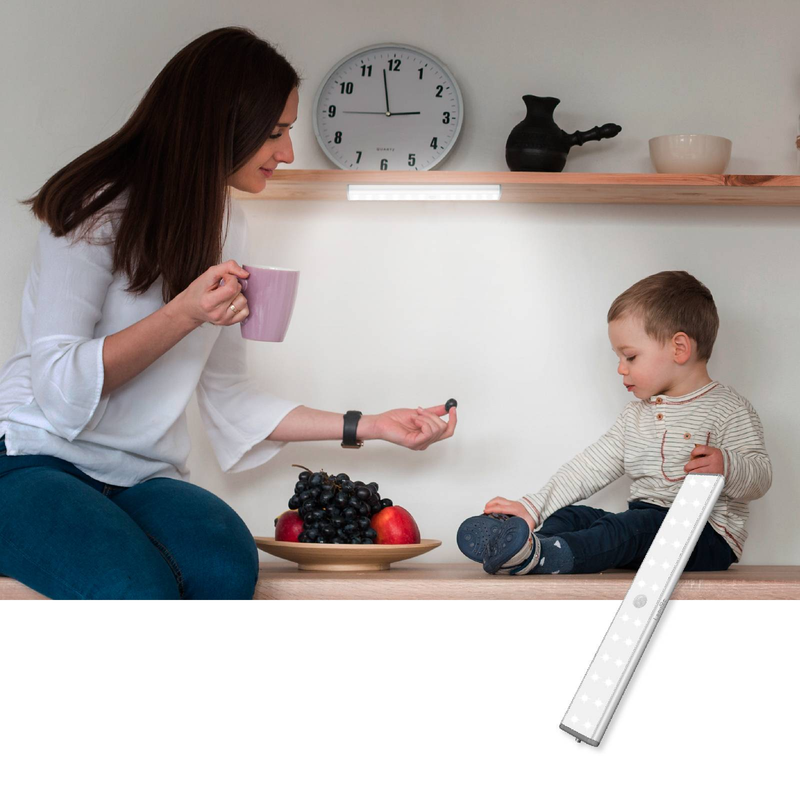 9,88 Zoll Schranklicht mit Bewegungsmelder, 24 LEDs, 3 Farben (Warm/Natur/Weiß), kabelloses, wiederaufladbares Unterschranklicht (1er-Set)_voghion.com