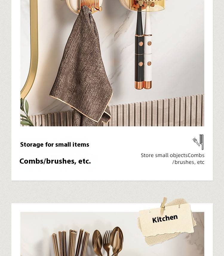 Portaspazzolino senza foratura con dispenser automatico di dentifricio – Organizer salvaspazio per il bagno (set 4 in 1, colori casuali)_voghion.com