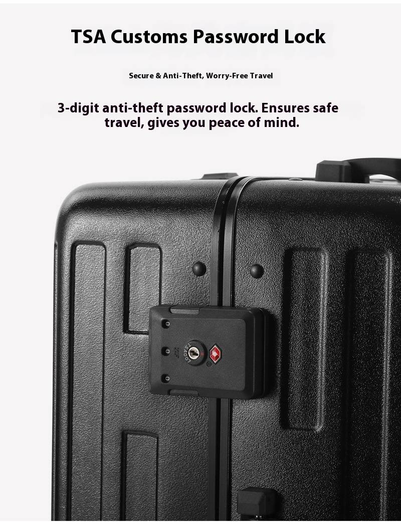 Bagaglio a mano resistente con telaio in alluminio, porta di ricarica USB, portabicchieri e supporto per telefono - Valigia leggera in ABS+PC per viaggi d'affari_voghion.com