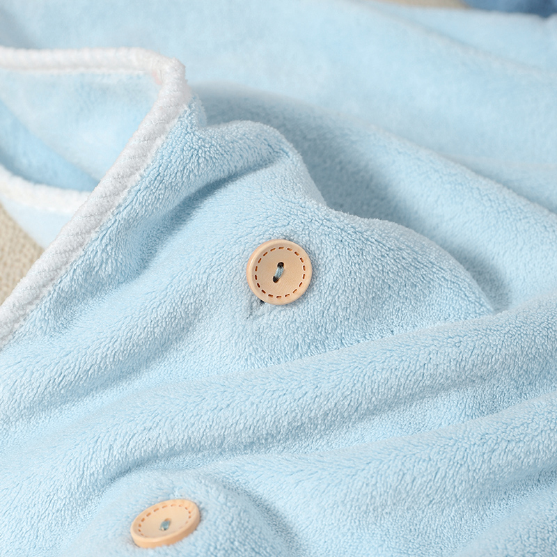 Mocha Cartoon Coral Fleece Cape - Kids' Bathrobe & Baby Hooded Bath Towel_voghion.com