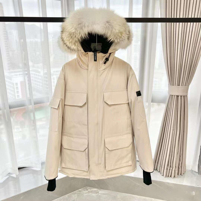 Herrenbekleidung Premium Expedition Parka mit echtem Wolfspelzbesatz – Wasserdichter Wintermantel für Männer und Frauen, ultrawarme Entendaunenjacke_voghion.com