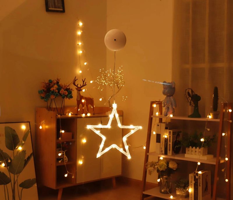 Luces LED navideñas con ventosa para ventana: decoración festiva con 8 diseños encantadores_voghion.com