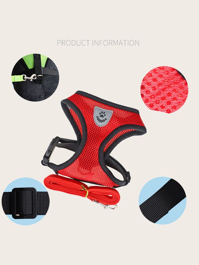 A Set Of Dog Leash, Pet Harness, Dog Collar - Vest - Style Dog - Walking Essential For Outdoor Use_voghion.com