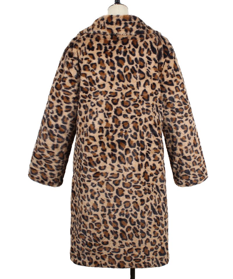 Elegant Faux Fur Coat Women's Long Winter Jacket Fashionable Leopard Print Outerwear For Office & Casual Wear_voghion.com