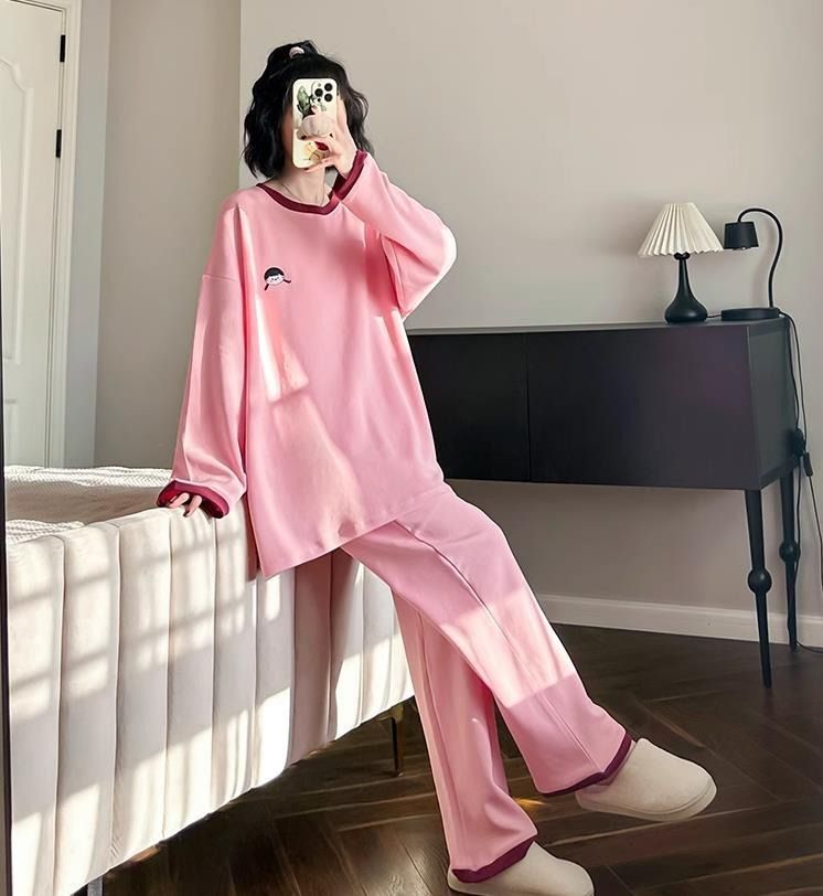 2025 Autumn/winter Home Suit Set, Long Sleeved Sleepwear Set, Can Be Worn Externally, Sports Suit, Long Pants, Casual Cartoon Pullover_voghion.com