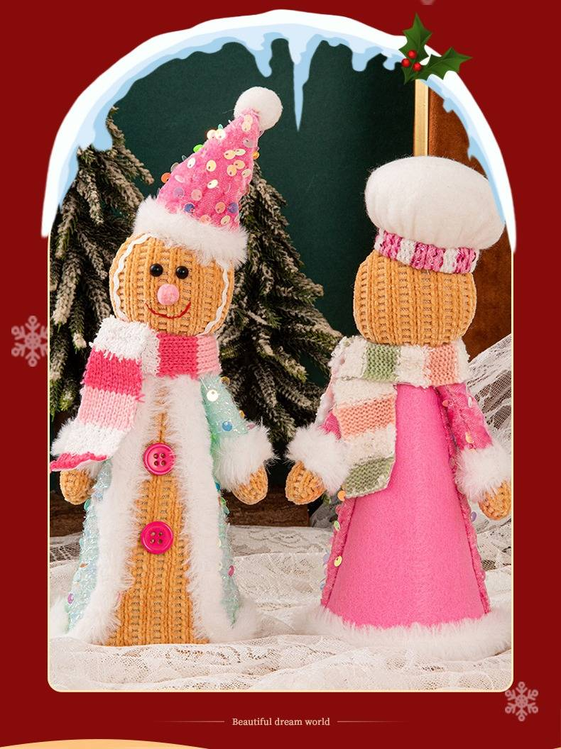 Ornement de Noël vintage représentant un bonhomme en pain d'épice debout - Décoration festive pour les fêtes, la maison et le bureau_voghion.com