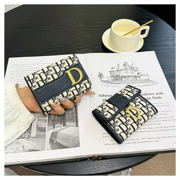 Designer-Damentasche, lange Geldbörse im Vintage-Stil mit großem Fassungsvermögen, D-Verschluss, kurze dreifach faltbare Clutch_voghion.com