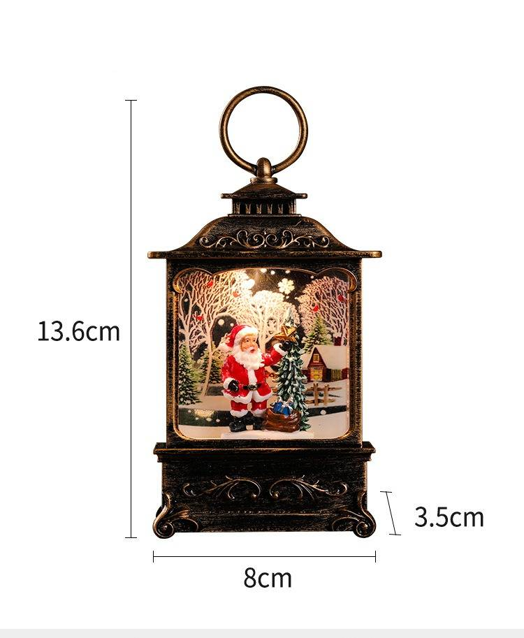 Christmas LED Water-Filled Lantern Decor - Santa, Reindeer, Angel & Kids Figurines - Vintage Bronze Tabletop Decoration For Holiday Tree_voghion.com