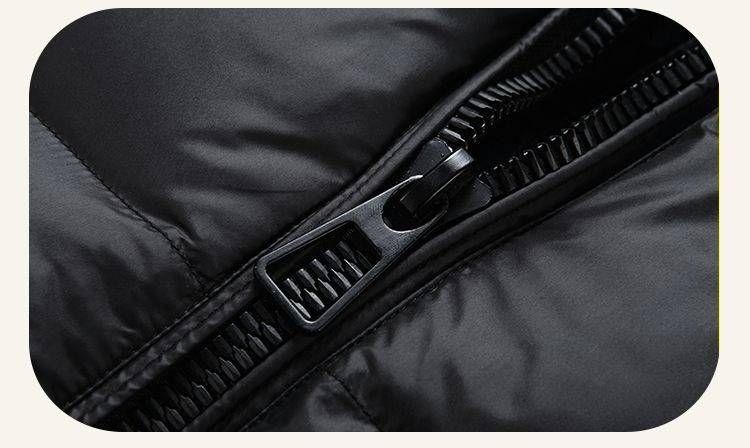 Piumino corto unisex nero metallizzato - Piumino d'anatra 550fp, antivento e termico, esterno lucido per l'inverno (S-3xl)_voghion.com