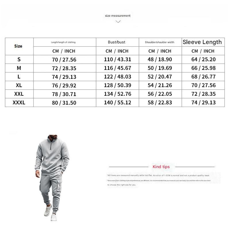 Hot Sale Fleece-Lined Zip-Up Jogger Set For Men - New American Style Warm Casual Tracksuit_voghion.com