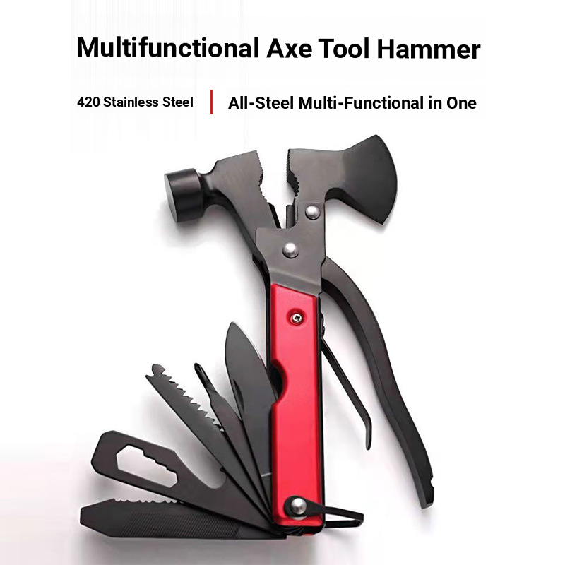 16-in-1 Folding Multi-functional Axe Hammer Emergency Tool Outdoor Camping Multi-purpose Tool_voghion.com