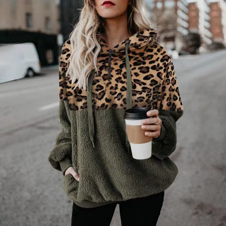 Sexy Top mat Leopardendruck a Reißverschluss fir Fraen_voghion.com