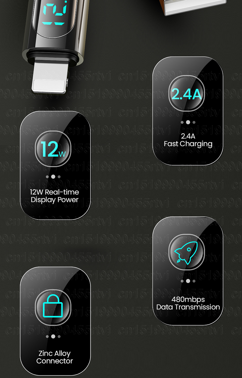 Display LED Cavo USB per iPhone 14 13 12 11 Pro Xs Max XR 8 7 Caricabatterie rapido Cavo dati per telefono cellulare F_voghion.com