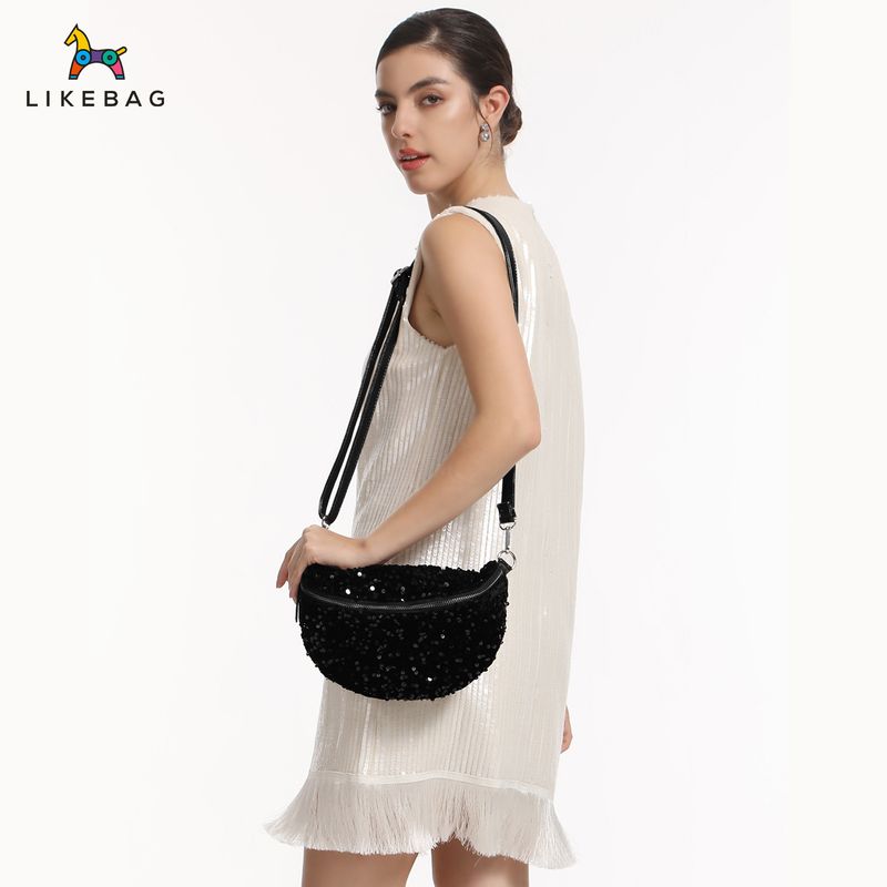 Women's Shoulder Bag, Chest Bag Waist Bag Fashionable Evening Style Sequin Bag Versatile Commuting Large Capacity Messenger Bag For Women_voghion.com