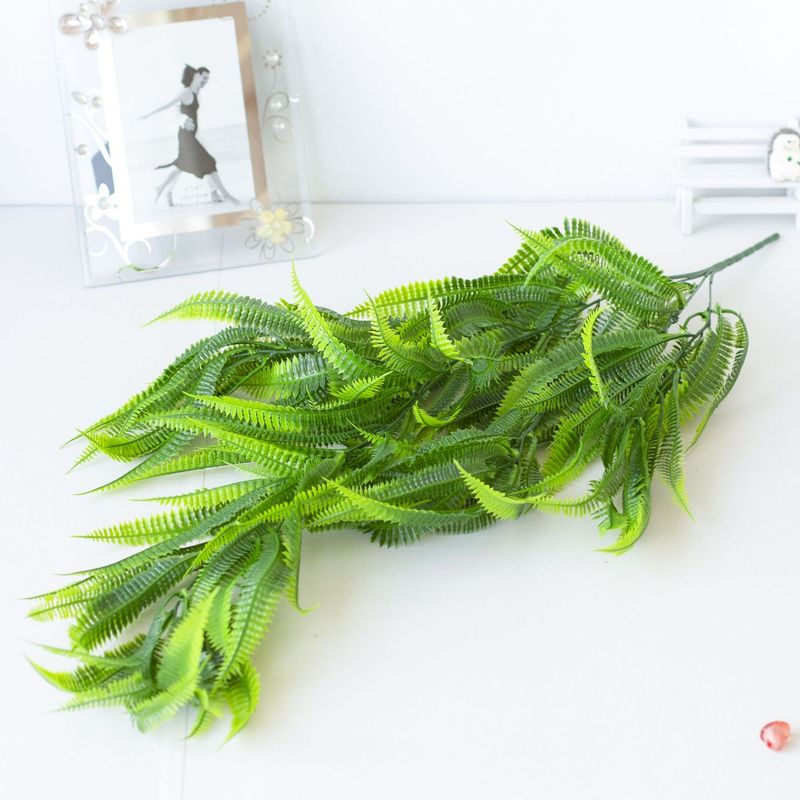 Tenture murale en gazon artificiel 5 fourches cheveux pointus herbe fougère tenture murale plante intérieure et extérieure décoration murale matériel vignes d'herbe en plastique_voghion.com
