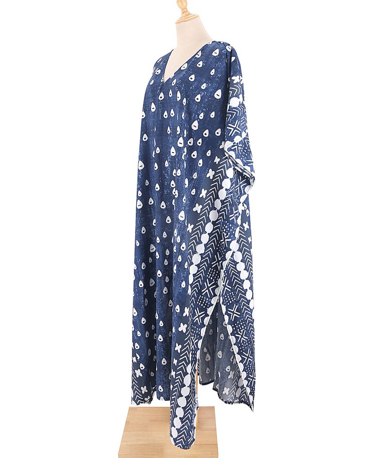 Damenbekleidung Leichtes Strandkleid mit Blumendruck, Langärmliger Sonnenschutz-Kimono mit Seitenschlitzen, Luftiger Bademoden-Wickel für Damen_voghion.com
