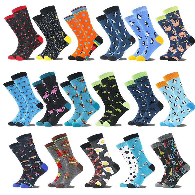New style brand, same personalized mid length contrasting colors, men's cotton socks, trendy socks_voghion.com