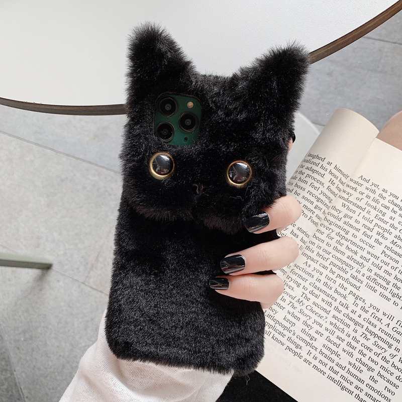 Three-dimensional plush cat 12/11pro Apple XSmax mobile phone case suitable for iphone7/8plus cute 13 soft_voghion.com