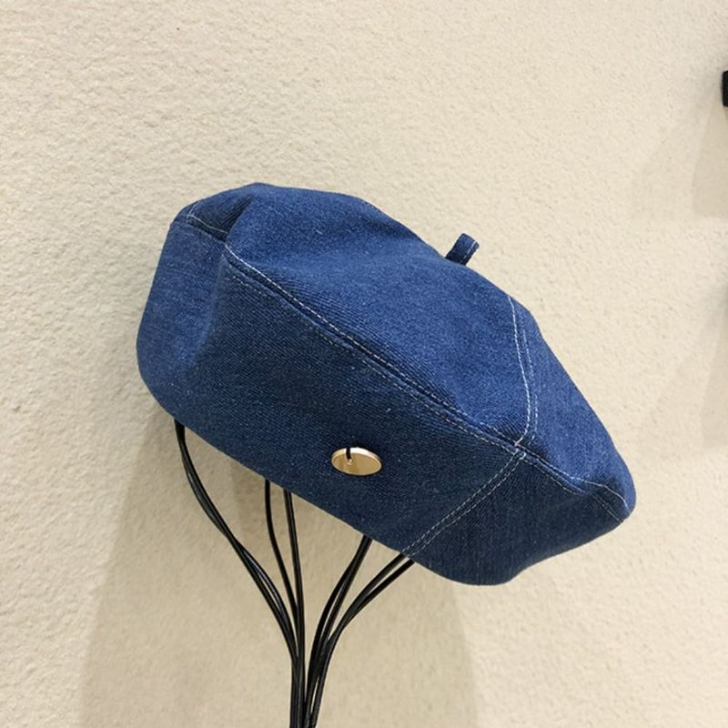 New Arrivals Retro Denim Beret High quality Outdoor Breathable Leisure Visor Cap Octagonal Painter Hat Women's Female Ladies_voghion.com