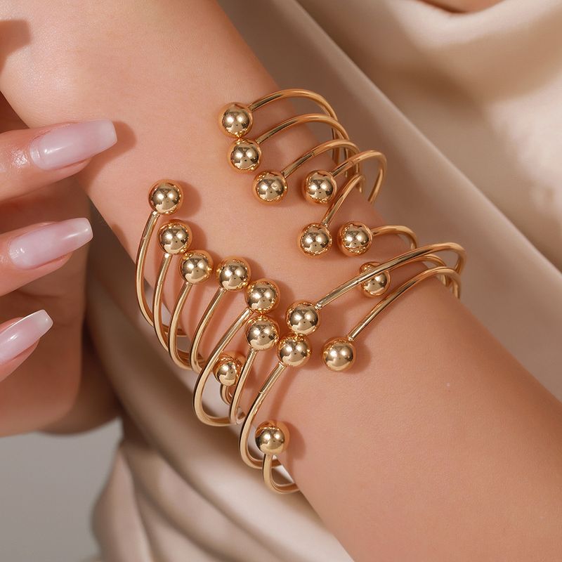Cross Border New Indian Spherical Cuff Bracelet Hip Hop Fashion 9 Sets Of Open Bracelets Retro Stacking Bracelets_voghion.com