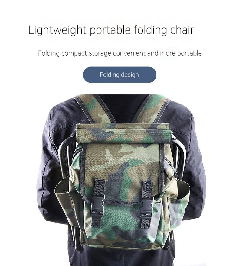 Camouflage Leisure õues kaasaskantav matkaseljakott tool, kokkupandav kalastuspink, telkimine_voghion.com