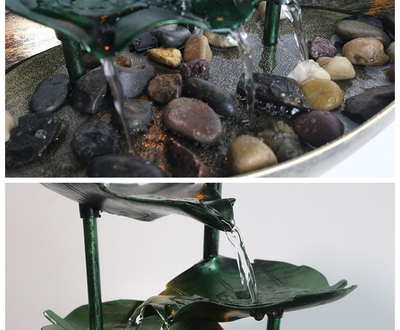 Lampada da scrivania Zen Fountain - Decorazione a cascata a LED alimentata tramite USB con ciclo di flusso, luce Feng Shui per la ricchezza e il relax per casa/ufficio_voghion.com
