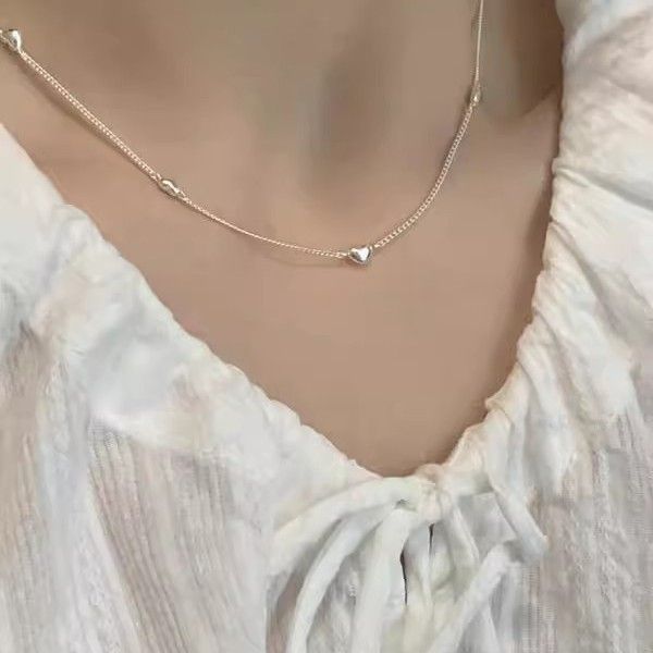 Collana con cuore fresco in stile coreano, semplice catena per donna, moda minimalista, squisita, versatile, girocollo di alta gamma, nuovo 2025_voghion.com