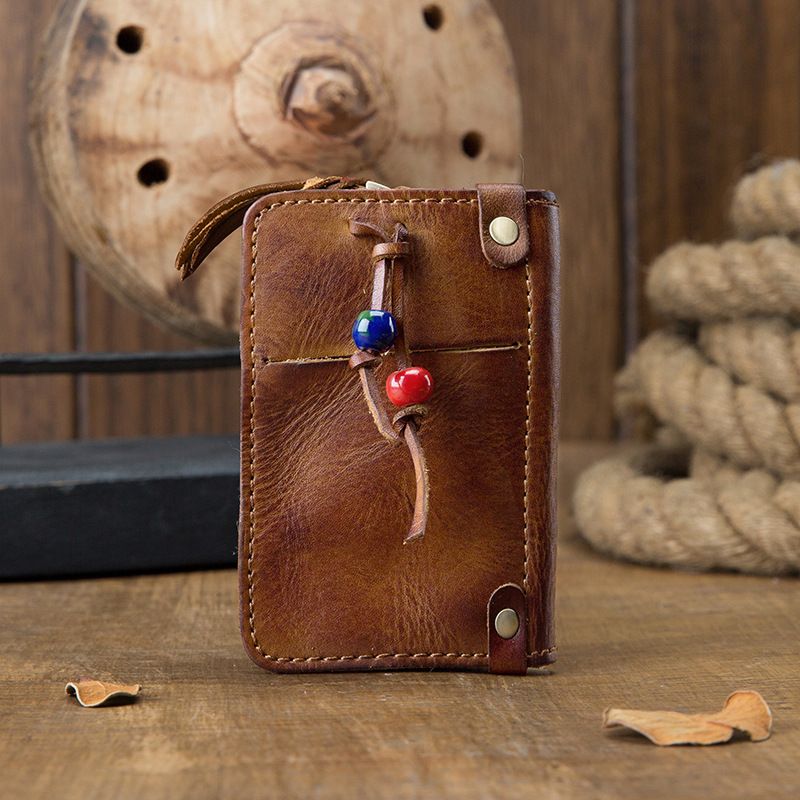 Cowhide For Men Genuine Multifunctional Large Capacity Car Key Wallet Vegetable Tanned Leather Card Holder Coin Purse_voghion.com