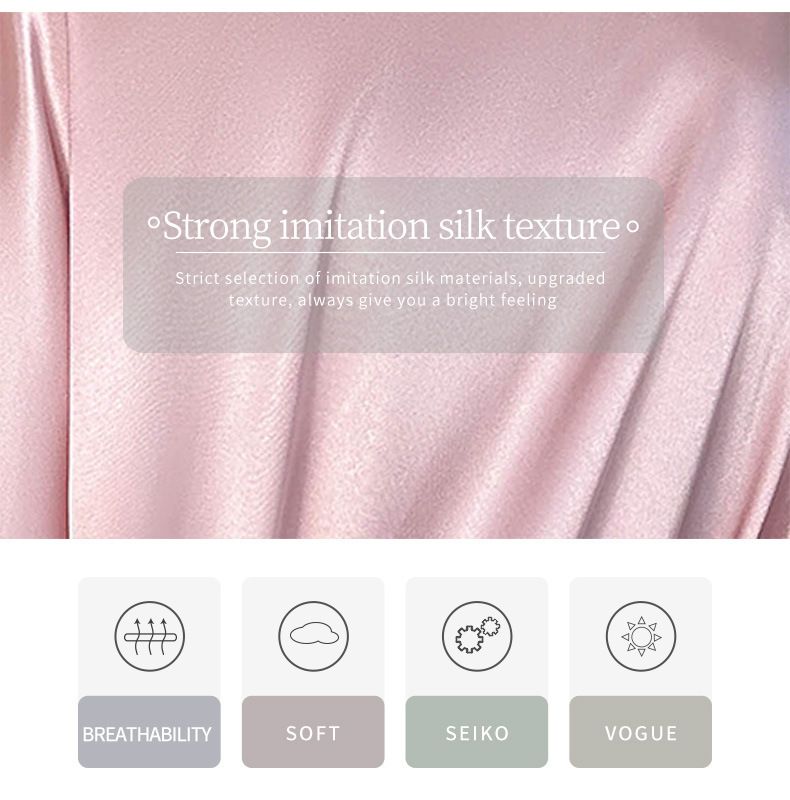 Women’S Clothing Sexy Silk Nightgown Casual Thin Home Wear Pajamas Simple Loose Cardigan Lace Up Bathrobe_voghion.com