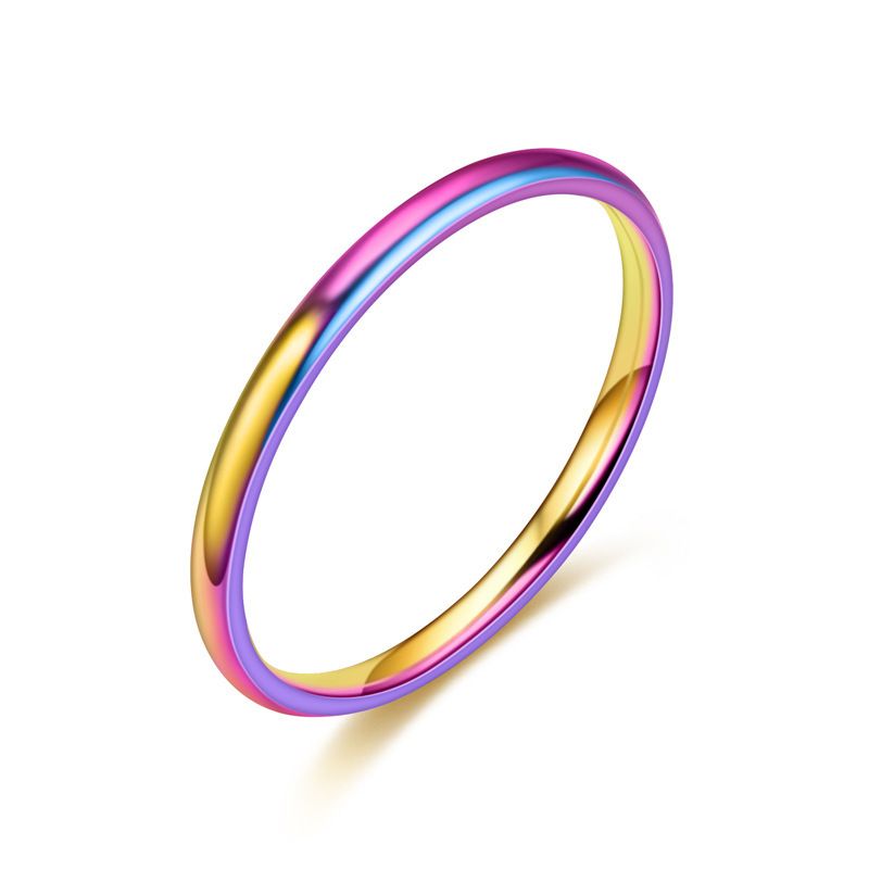 Jewelry 2mm titanium steel thin minimalist women's tail Korean version popular rose gold couple ring_voghion.com