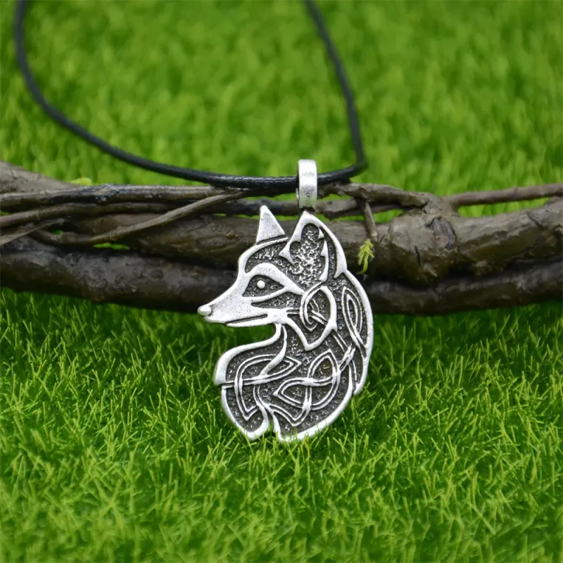 Collana con ciondolo a forma di volpe slava, pronta consegna, accessorio per uomo, stile vichingo, gioielli gotici_voghion.com