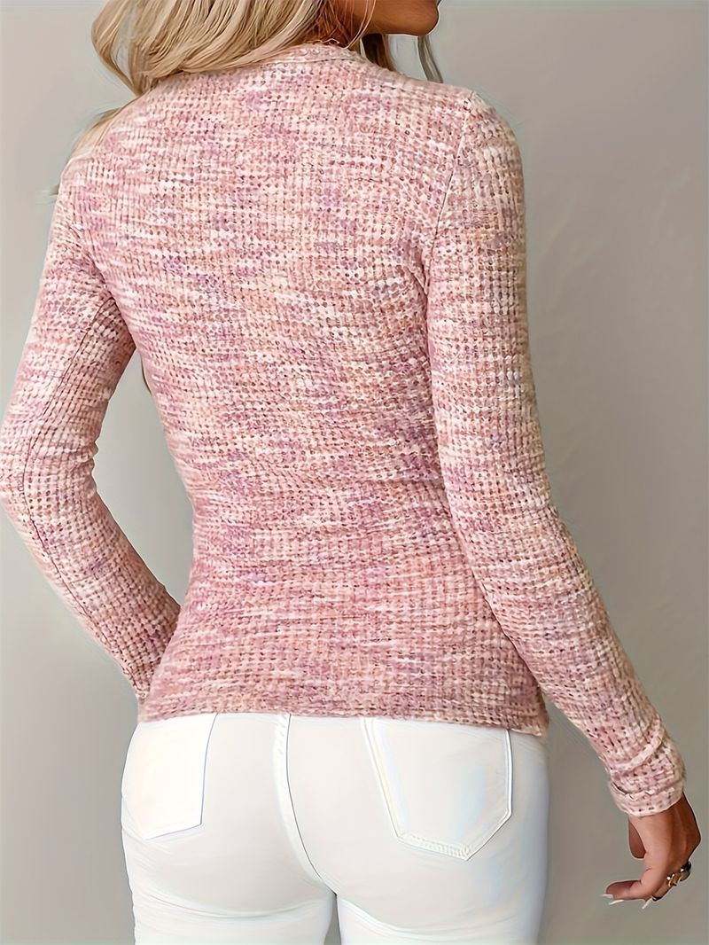 Maglietta a maniche lunghe con cerniera, in maglia, stile streetwear, da donna, con nuovo design_voghion.com