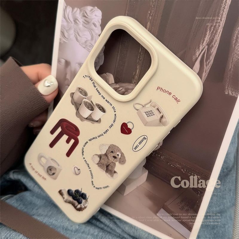 Custodia per telefono Syct Retro Puppy, elegante e carina, in silicone, per iPhone, fornitura esclusiva_voghion.com