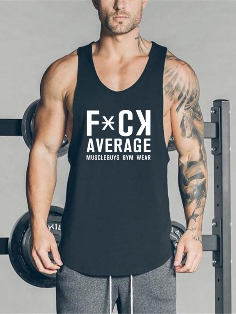 Moški brezrokavnik s tiskanimi angleškimi črkami GYM Muscle Moška poletna majica brez ramen za bodybuilding in fitnes tabore_voghion.com