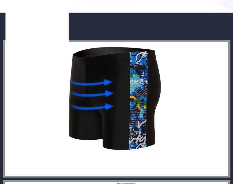 Herrenbekleidung Herren-Badeshorts Peinlichkeitssichere Herren-Badeshorts Schlichter schwarzer Patchwork-Badeanzug_voghion.com