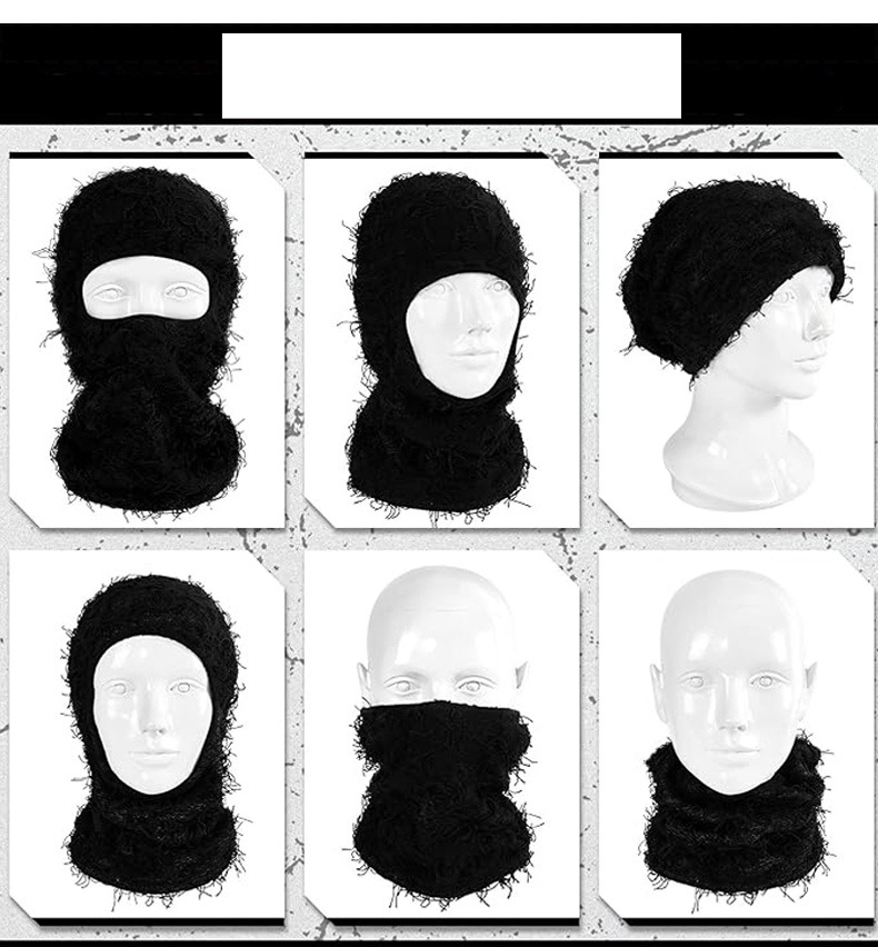 Set di maschera termica lavorata a maglia personalizzata con cappuccio mimetico jacquard con foro singolo per capelli, giacca a vento da sci_voghion.com
