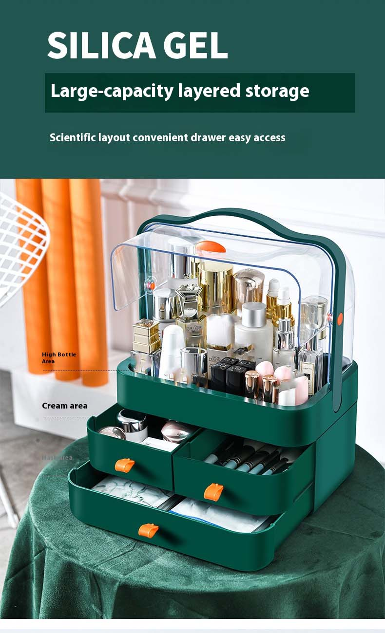 Kosmetik Organizer Desktop Make-up Späicherkëscht mat Tiräng fir Hautpfleegmasken Lippenstift Bijouen_voghion.com