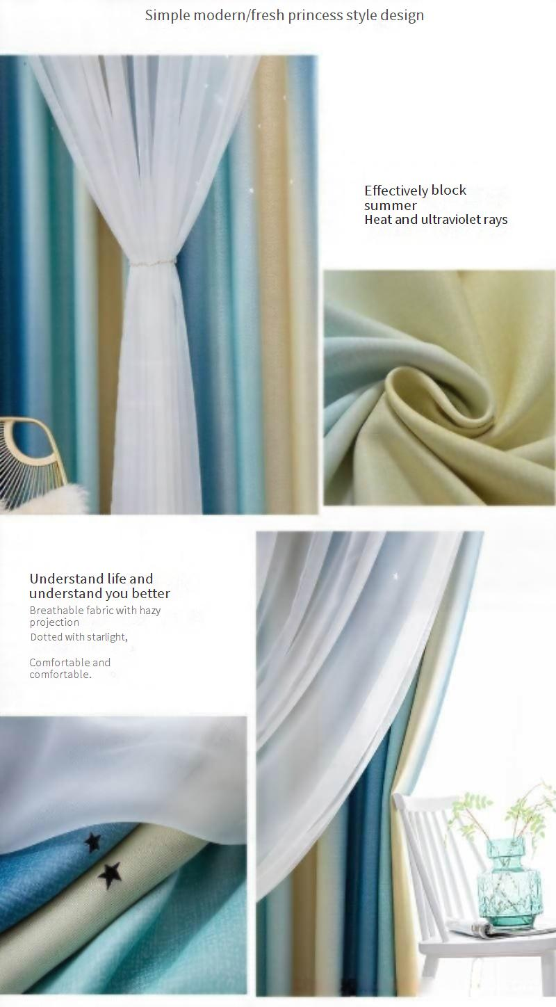 Cortinas Morandi de dupla camada - Cortinas transparentes e blackout com gradiente de arco-íris e decoração de janela pronta para uso_voghion.com